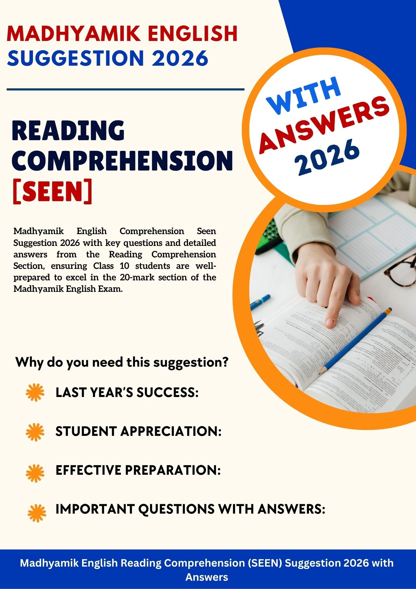 Madhyamik English Reading Comprehension (SEEN) Suggestion 2026 with Answers (PDF Download)