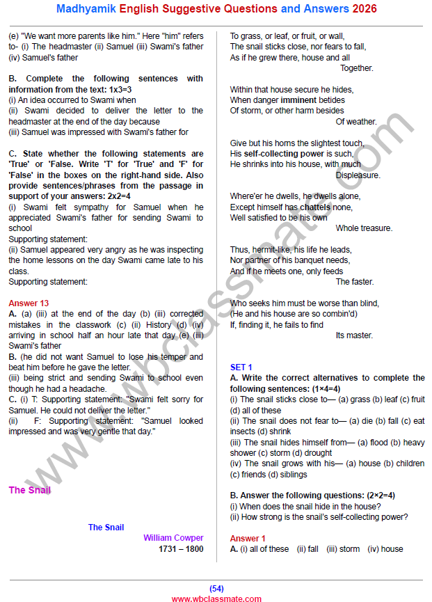 Madhyamik English Suggestive Questions Answers 2026 | Complete Guide for Class 10 Students - Image 9